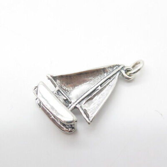 925 Sterling Silver Vintage Sailboat 3D Pendant - Picture 5 of 9